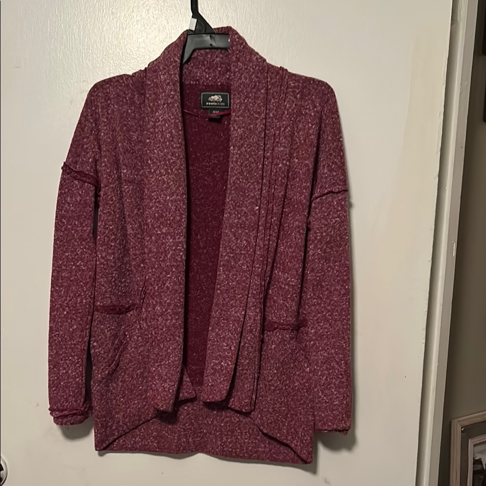 Roots kids Cozy Maroon Open-Front Sweater